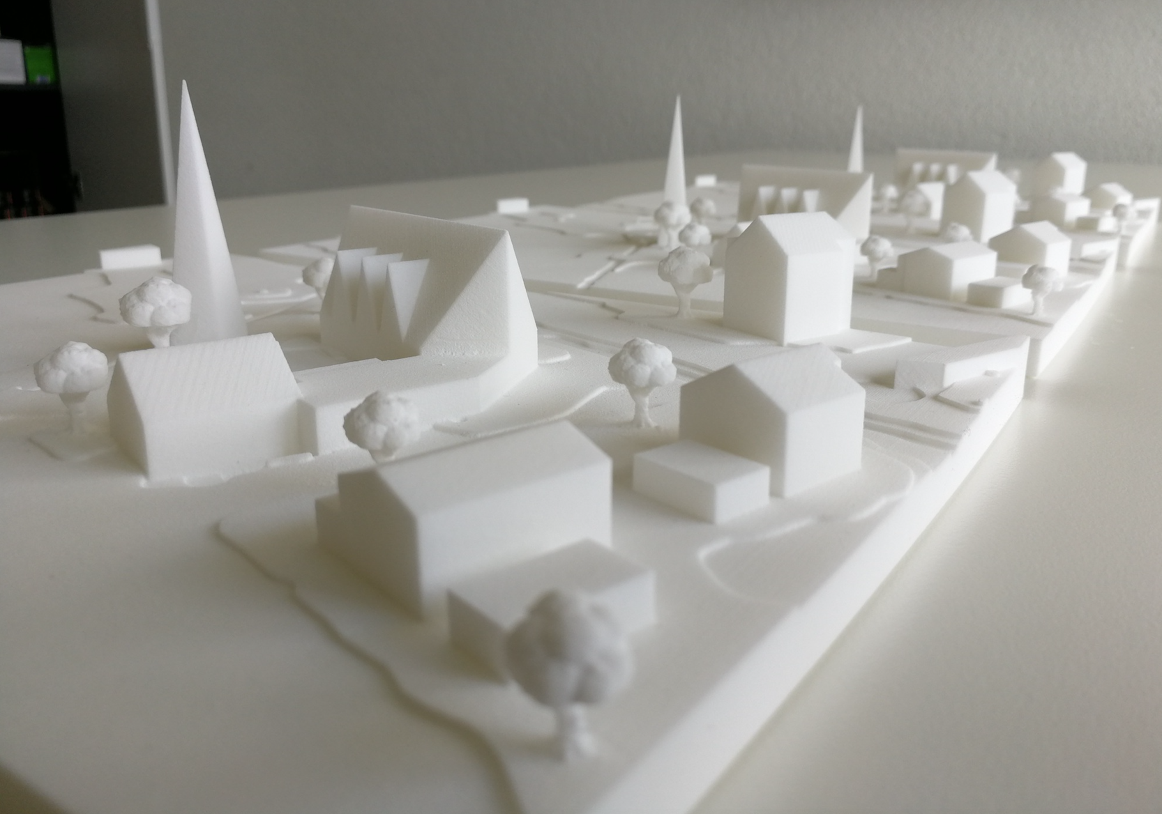 3d printed architectural model of a small village