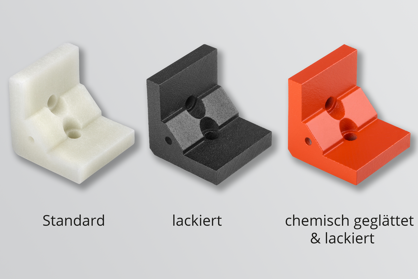 3D-Druck PMMA Pro Binder Jetting Kunststoff Bauteile chemisch geglättet und gefärbt