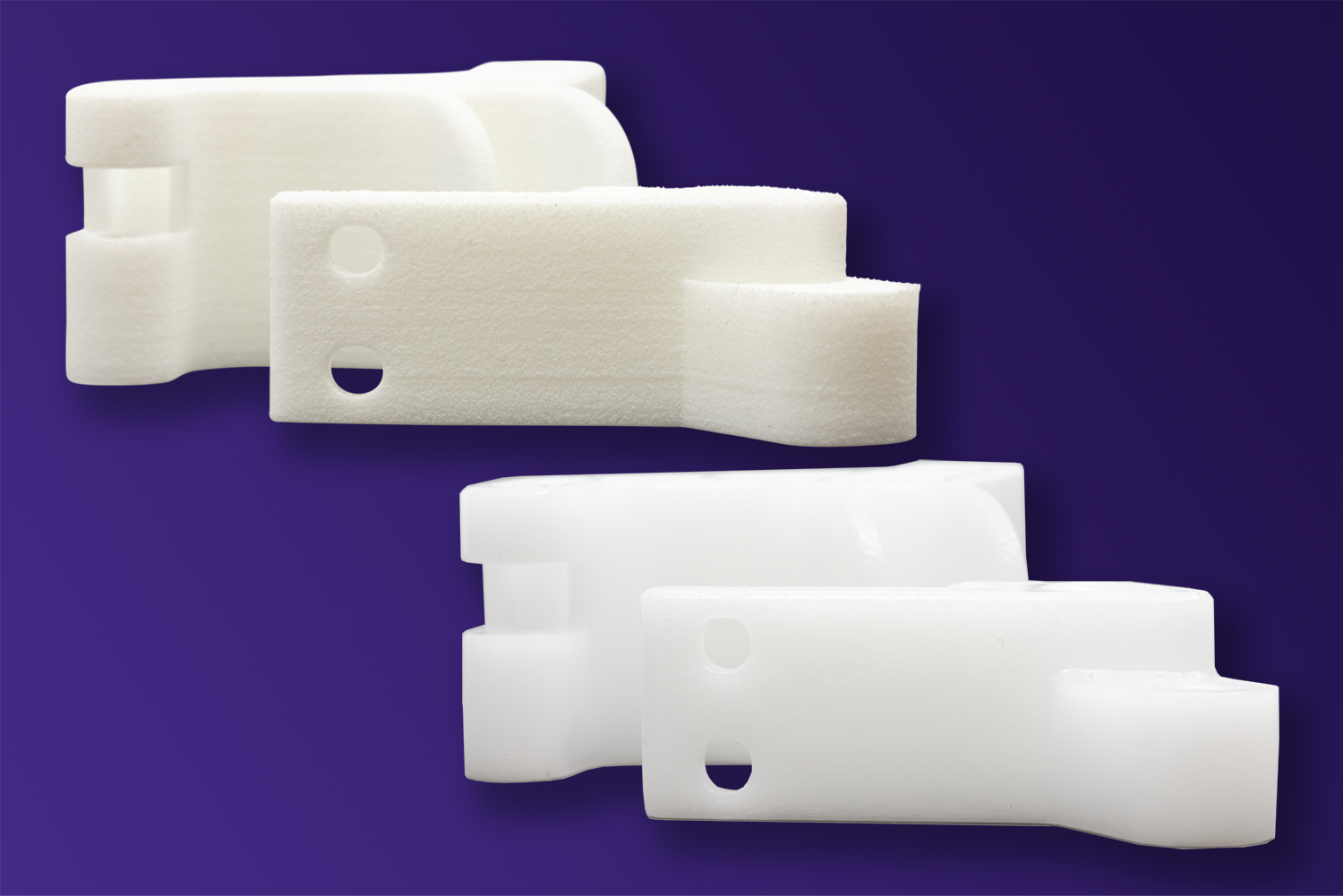 3D-Druck Bauteil SLS PA12 Standard und chemisch geglättet